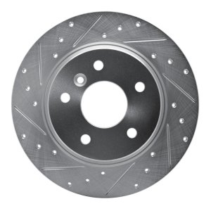 Land Rover Range Rover Brake Rotor (1) - Rear Left - R1 Concepts - Drilled & Slotted - Silver - `94-`04